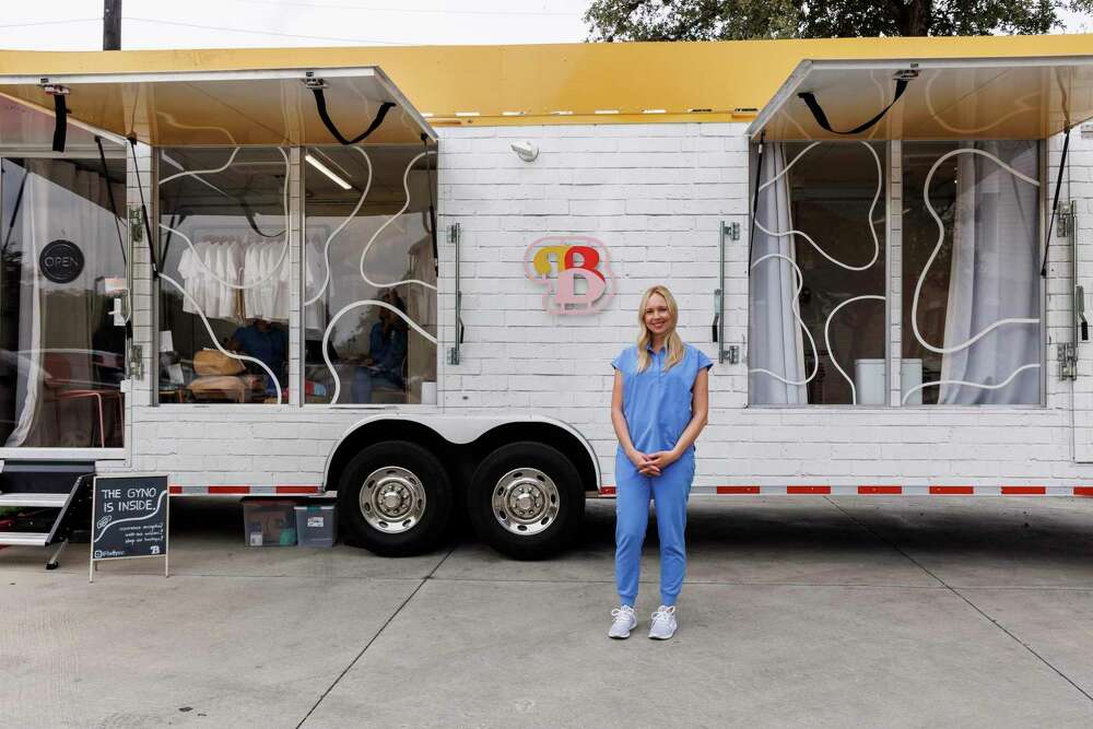 Jennifer Newell outside a Betty's Co. trailer.