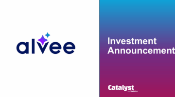 Investment Announcement graphic featuring the Alvee logo.