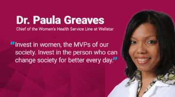 Quote from Dr. Greaves: "Invest in women, the MVPs of our society. Invest in the person who can change society for better every day."