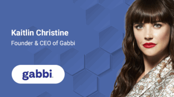 Woman on blue background with text: “Kaitlin Christine — Founder & CEO of Gabbi,” and the Gabbi logo below.