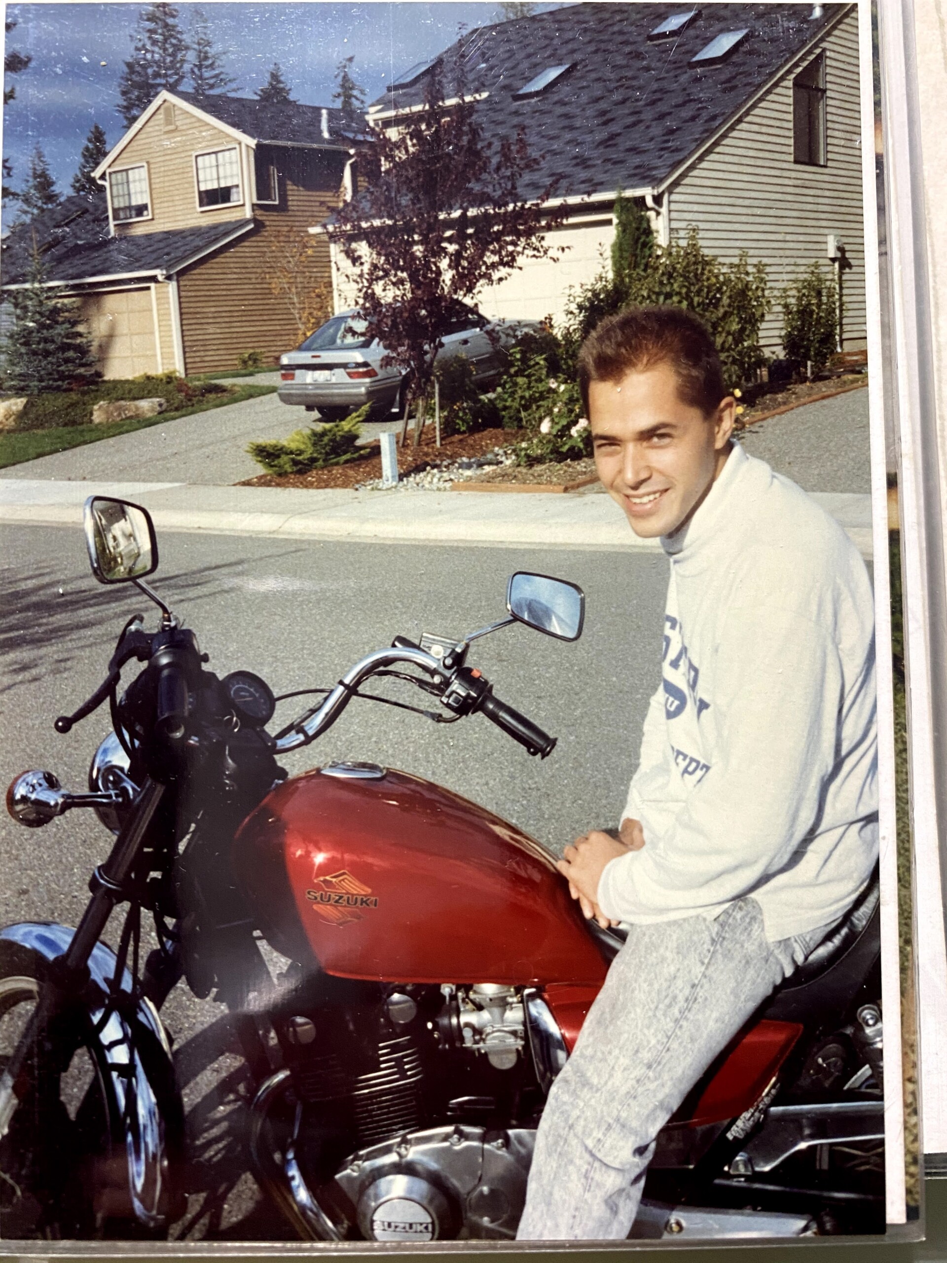 Ophir Ronen as a young man on a motorbike.