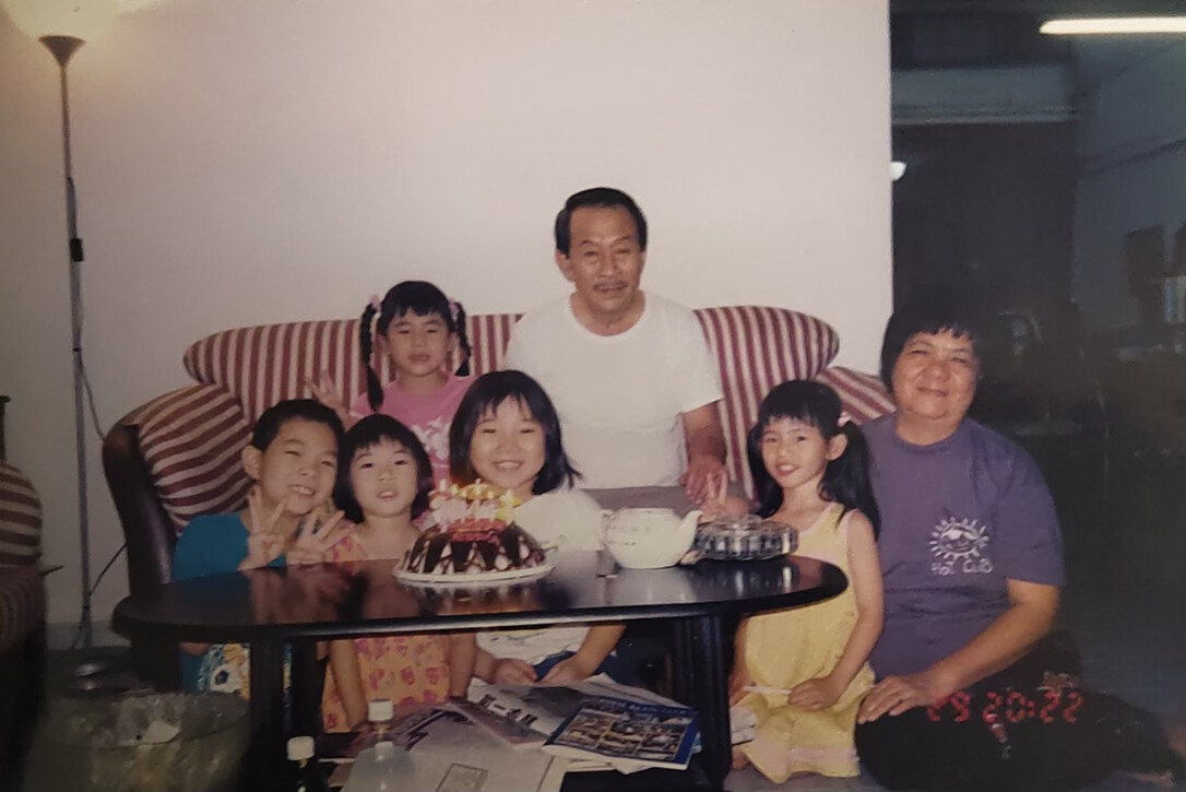 Family picture during a birthday.