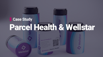 Photo of paper pill bottles and title: "Case study. Parcel Health & Wellstar."